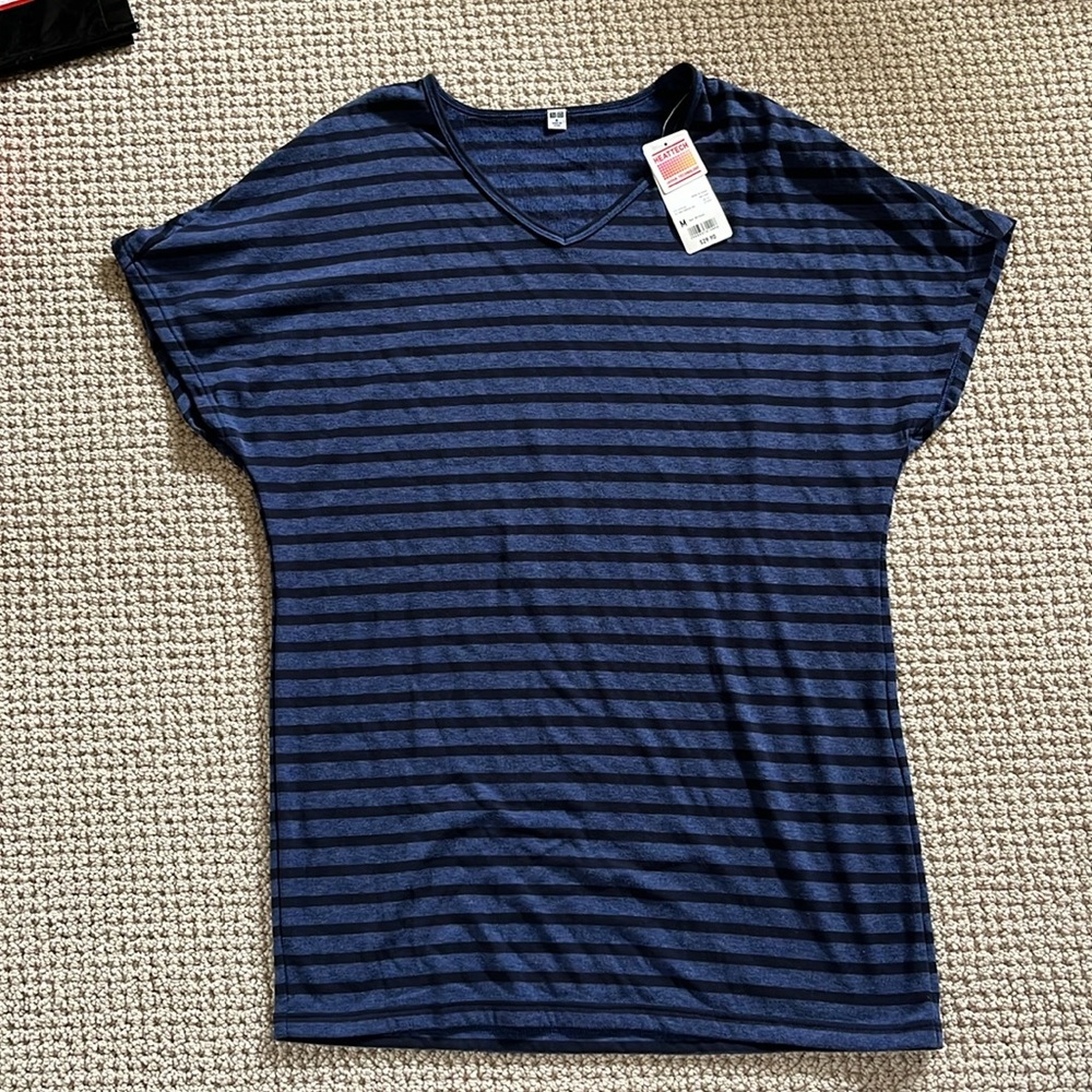Uniqlo heattech striped short sleeve shirt